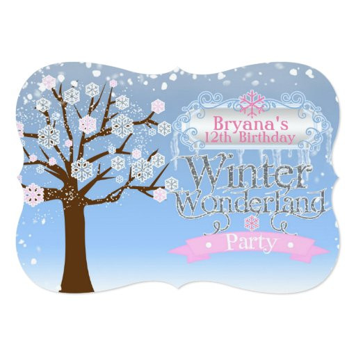 Winter Wonderland Birthday Invitations
 Winter Wonderland Pink Birthday Party Invitation