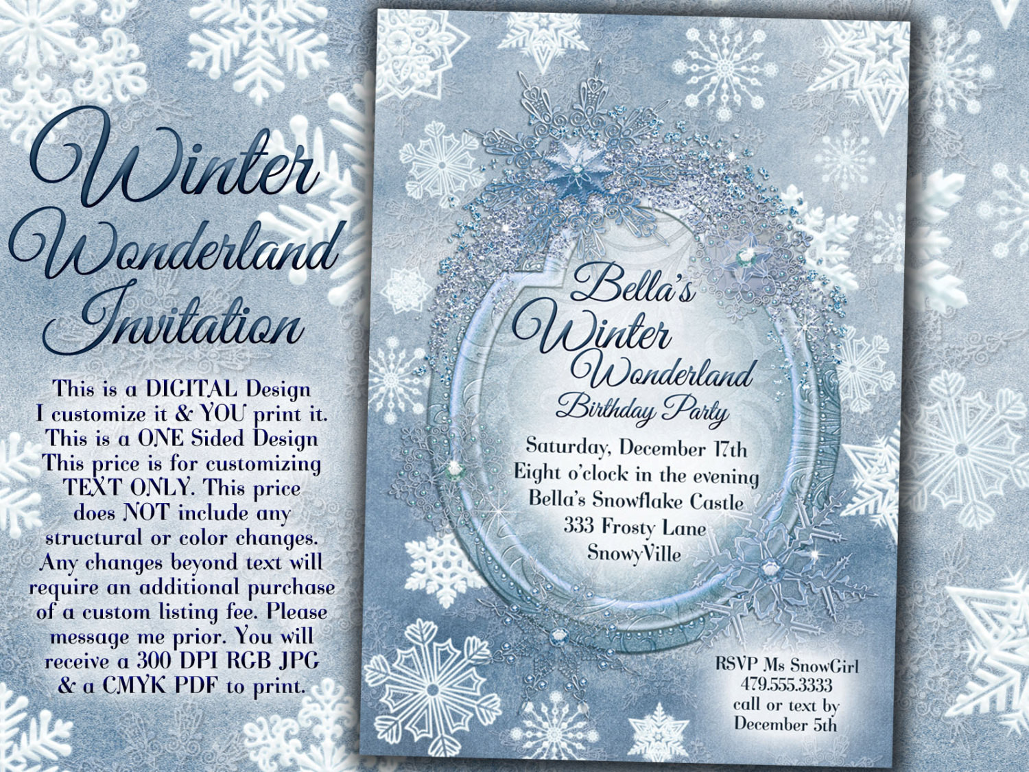 Winter Wonderland Birthday Invitations
 Winter Wonderland Party Winter Snowflake Invitation Winter