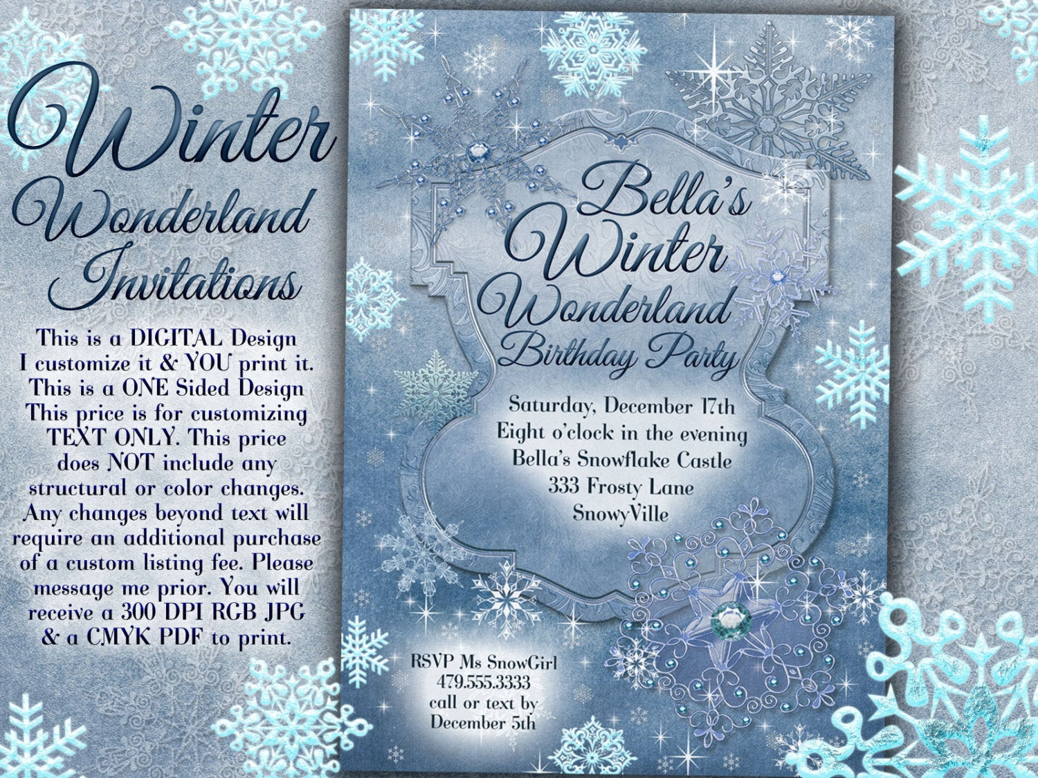 Winter Wonderland Birthday Invitations
 Winter Wonderland Party Winter Snowflake Invitation Winter