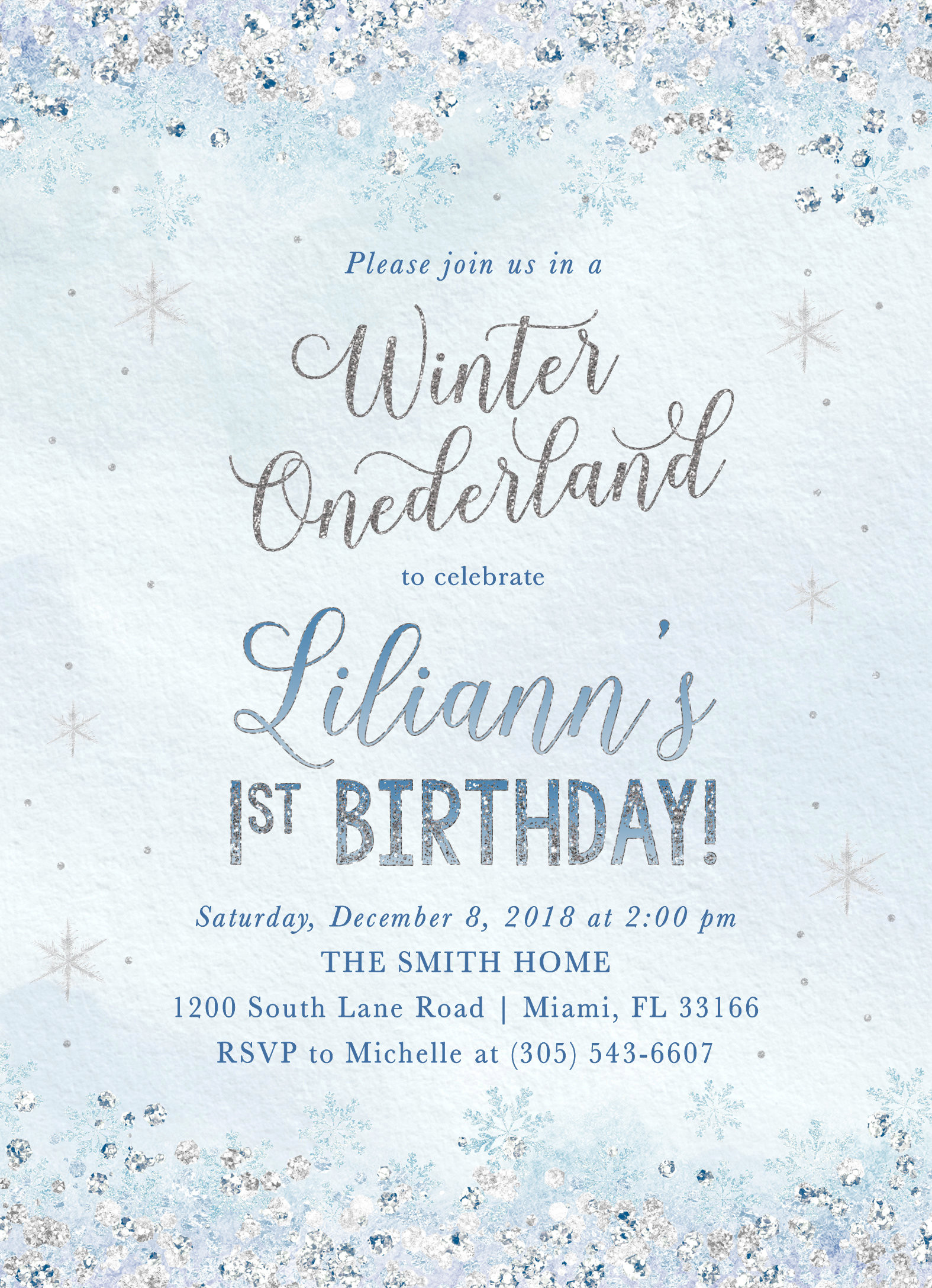 Winter Wonderland Birthday Invitations
 Winter ederland Invitation First Birthday Winter