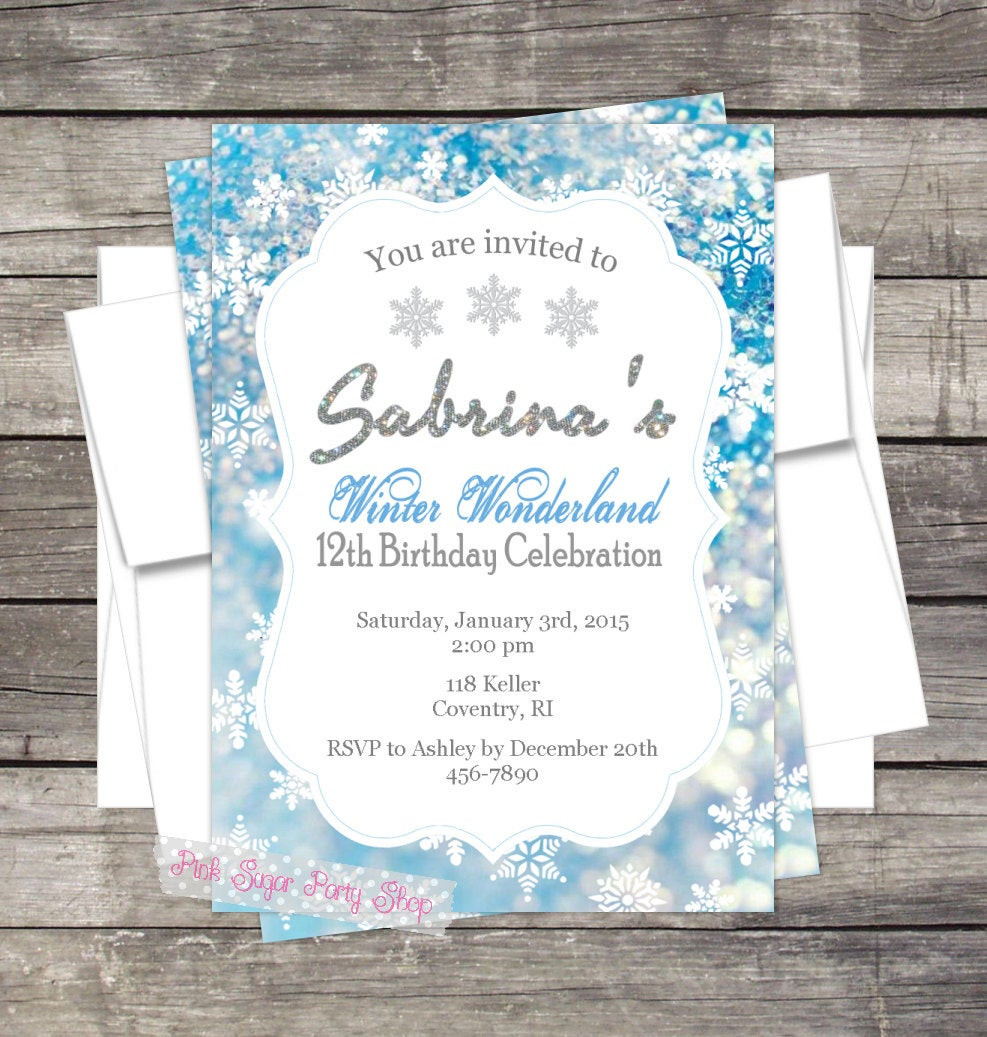 Winter Wonderland Birthday Invitations
 Winter Wonderland Birthday Invitation Customized for your