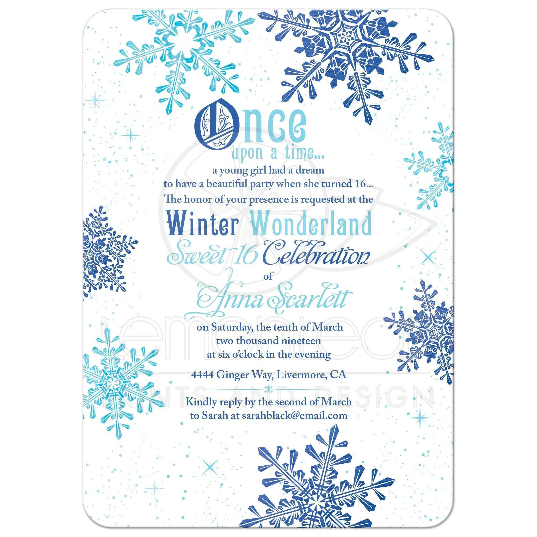 Winter Wonderland Birthday Invitations
 Winter Wonderland Sweet 16 Invitation