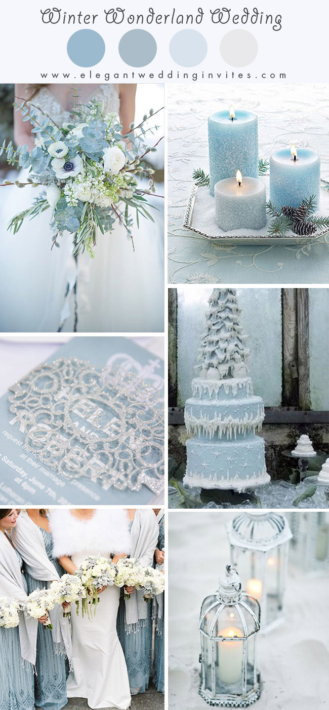 Winter Wonderland Wedding Colors
 Glimmering Winter Wonderland Wedding Ideas in shades of