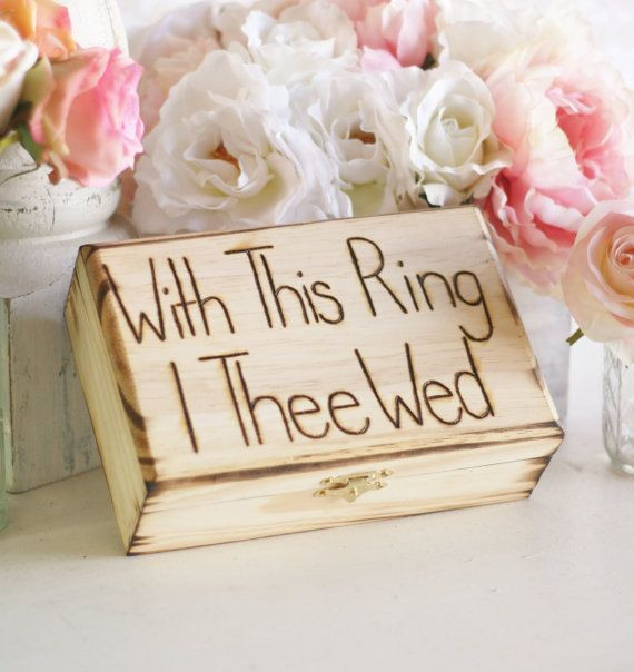 With This Ring I Thee Wed
 Rustic Ring Bearer Pillow Engraved Box With This Ring I