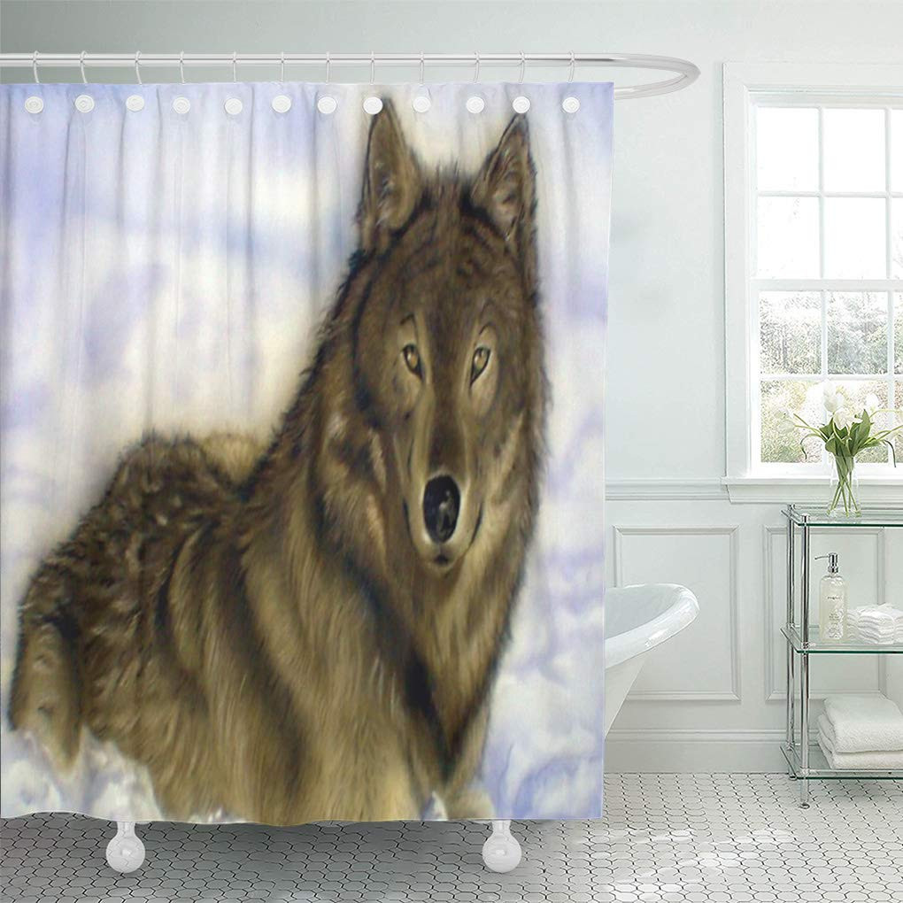 Wolf Bathroom Decor
 CYNLON Wolves Winter Wolf Painting Portrait Airbrush Fine