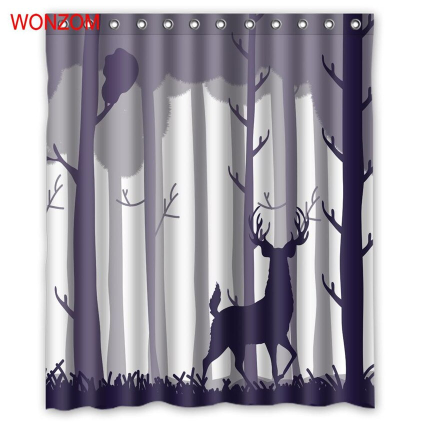 Wolf Bathroom Decor
 WONZOM 1Pcs Deer Waterproof Shower Curtain Wolf Bathroom