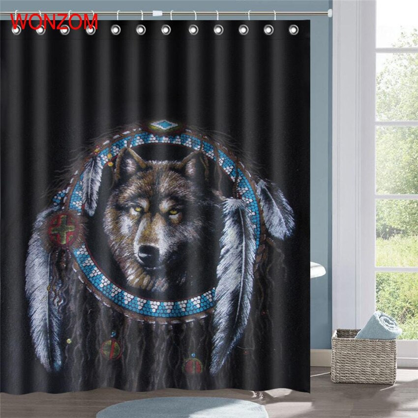 Wolf Bathroom Decor
 WONZOM Wolf Waterproof Shower Curtain 3D Animal Bathroom
