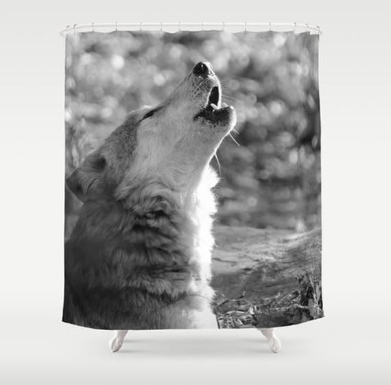 Wolf Bathroom Decor
 Items similar to Wolf Shower Curtain Gray Shower Curtain