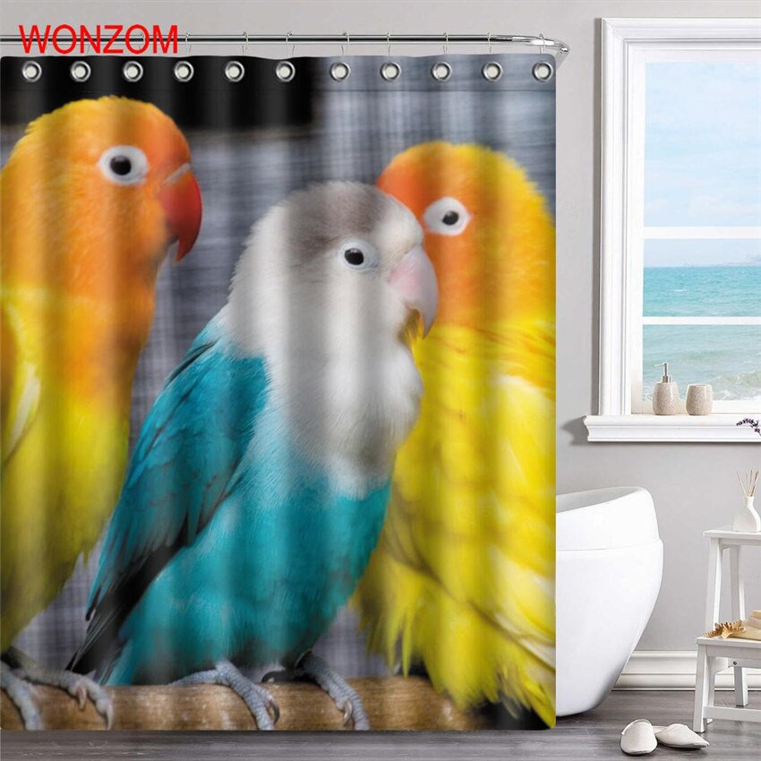 Wolf Bathroom Decor
 WONZOM Parrot Polyester Fabric Wolf Shower Curtain Frog