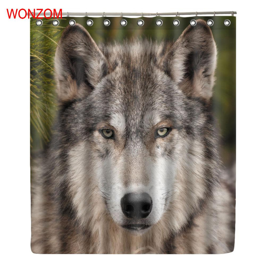 Wolf Bathroom Decor
 WONZOM Animal Wolf Shower Curtains For Bathroom Decor