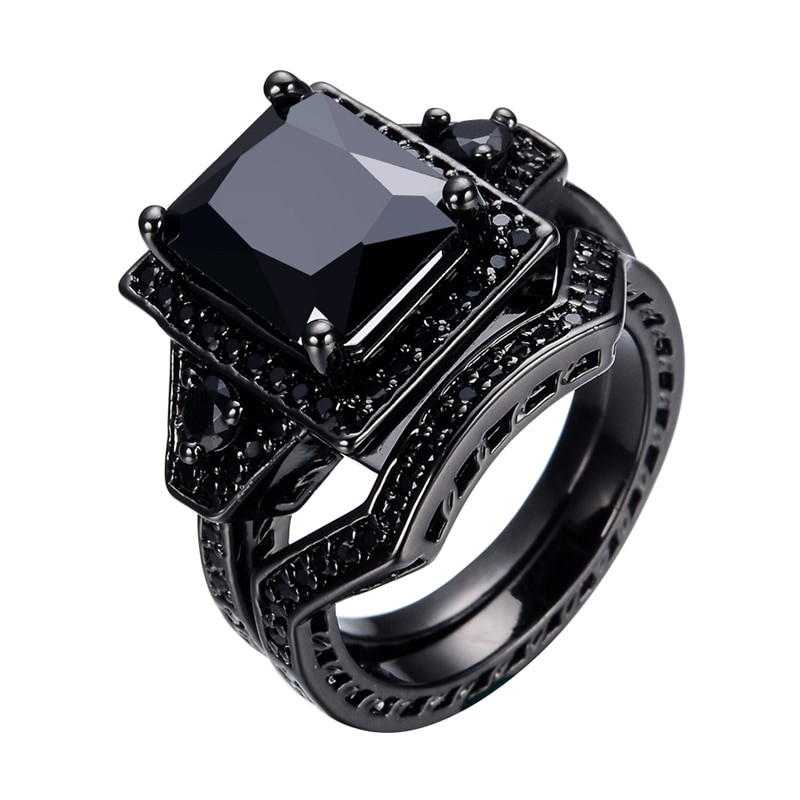 Womens Black Wedding Rings
 2016 Vintage Style Jewelry Men Women Black Stone Couple