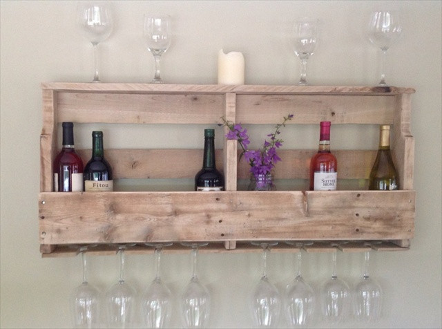 Wood Pallet Wine Rack DIY
 DIY Pallet Wine Rack Shelf