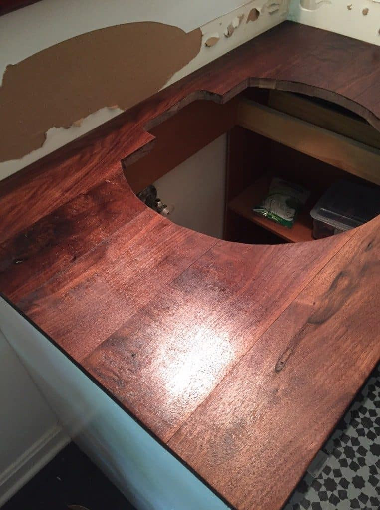 Wood Plank Countertops DIY
 DIY Wood Countertops for a Bathroom semigloss design