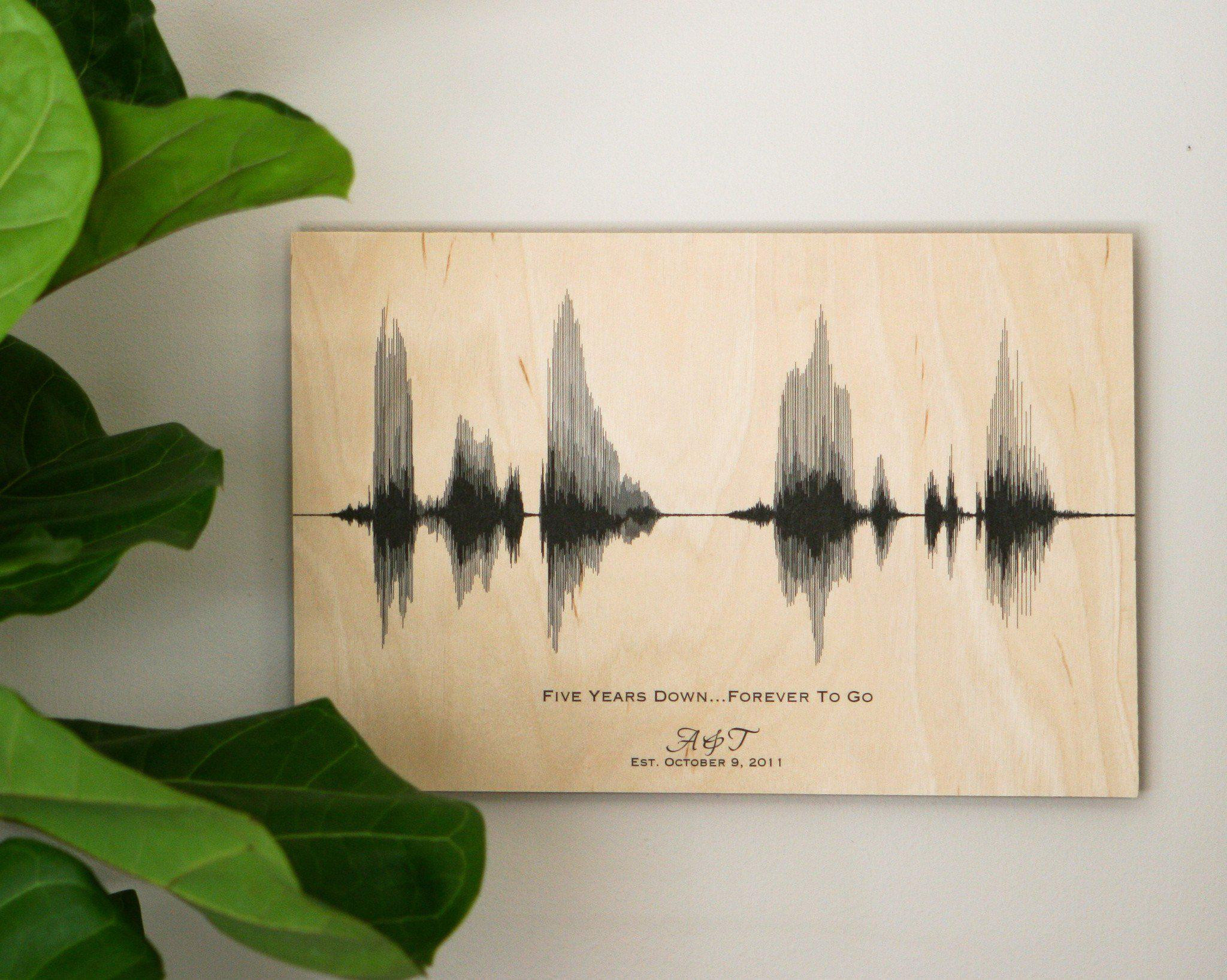 Wooden 5 Year Anniversary Gift Ideas
 5 Year Wedding Anniversary Gift Personalized Sound Wave