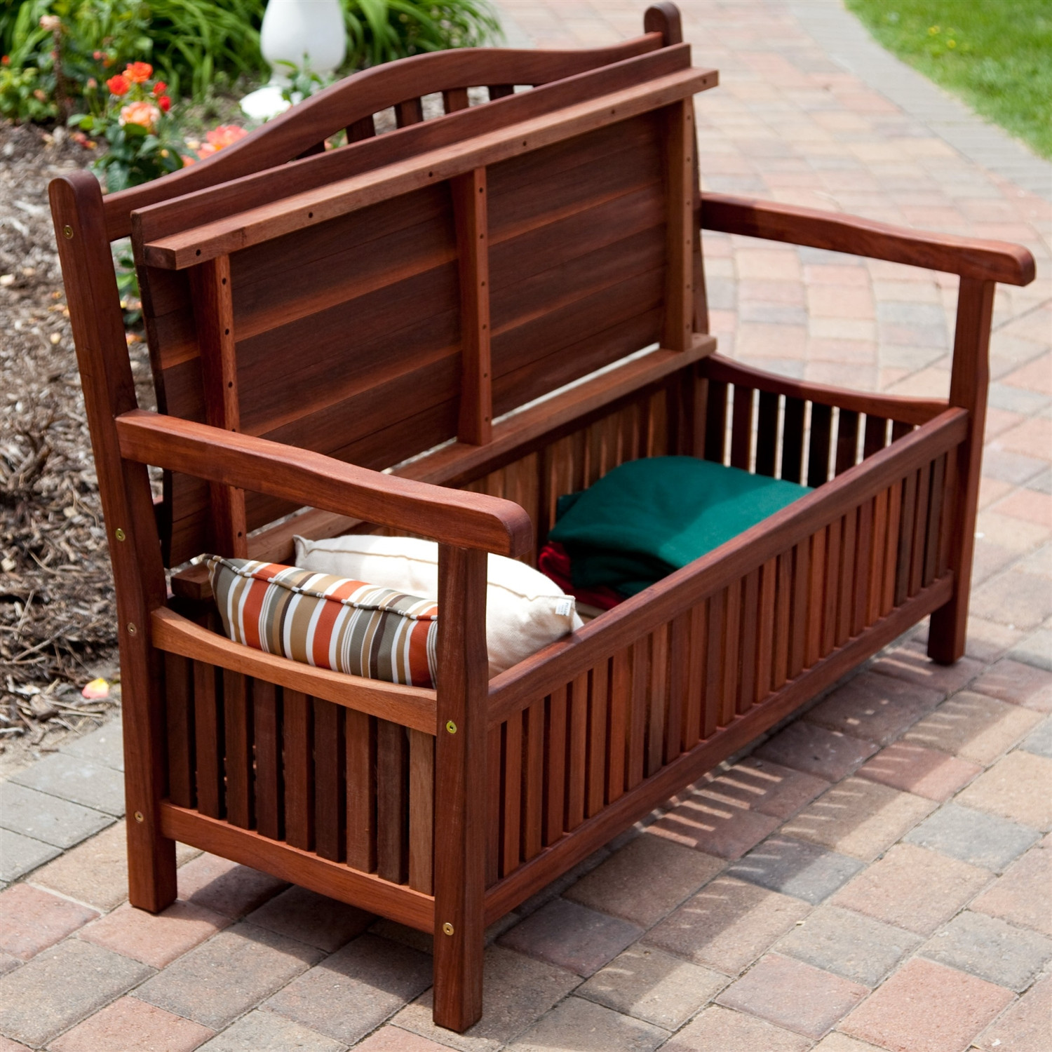 Wooden Outdoor Storage Bench
 Outdoor Wooden Storage Bench for Patio Garden Backyard