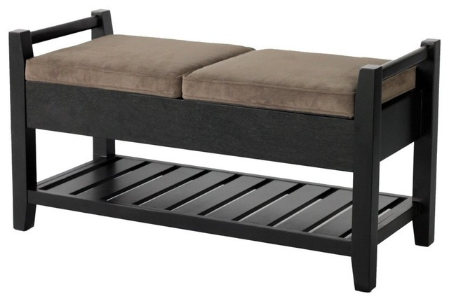 Wooden Storage Ottoman Bench
 Upholstered Rectangular Ottoman Bench with Flip Up Seat