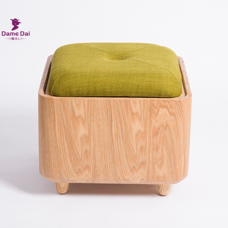 Wooden Storage Ottoman Bench
 Soid Oak Wood Organizer Storage Stool Ottoman Bench