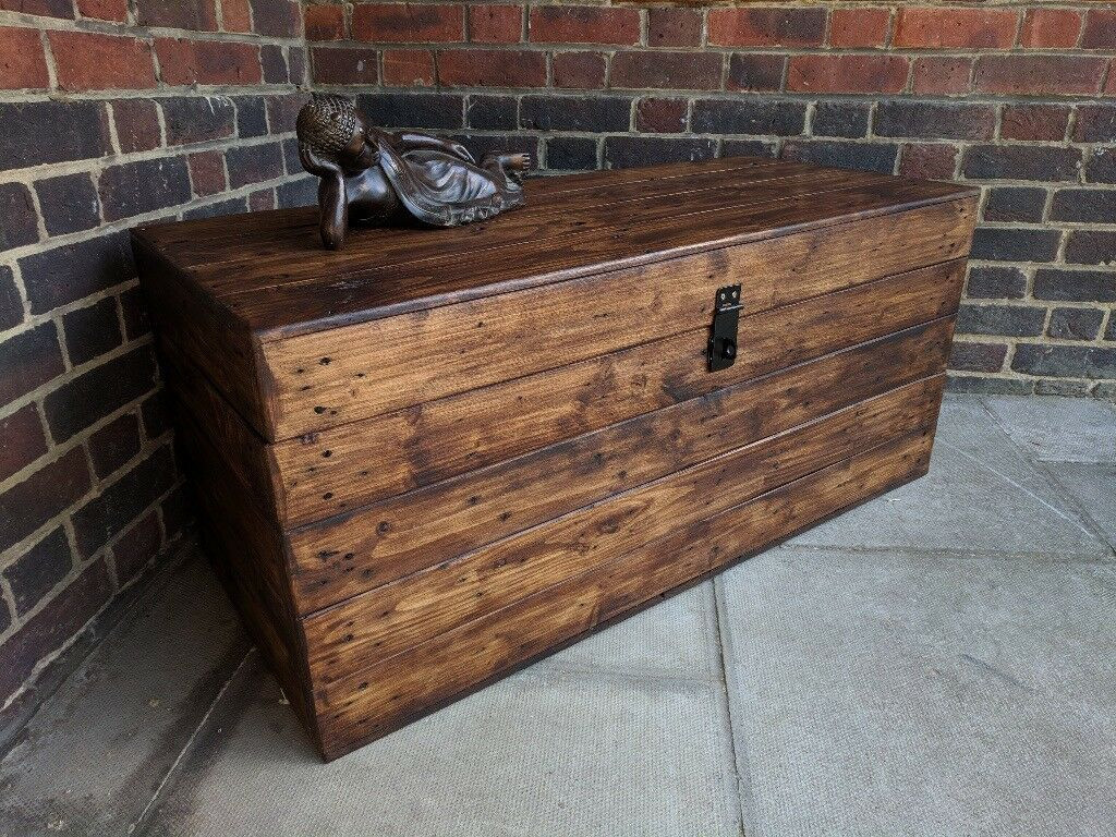 Wooden Storage Ottoman Bench
 wooden trunk bench ottoman storage chest Rustic