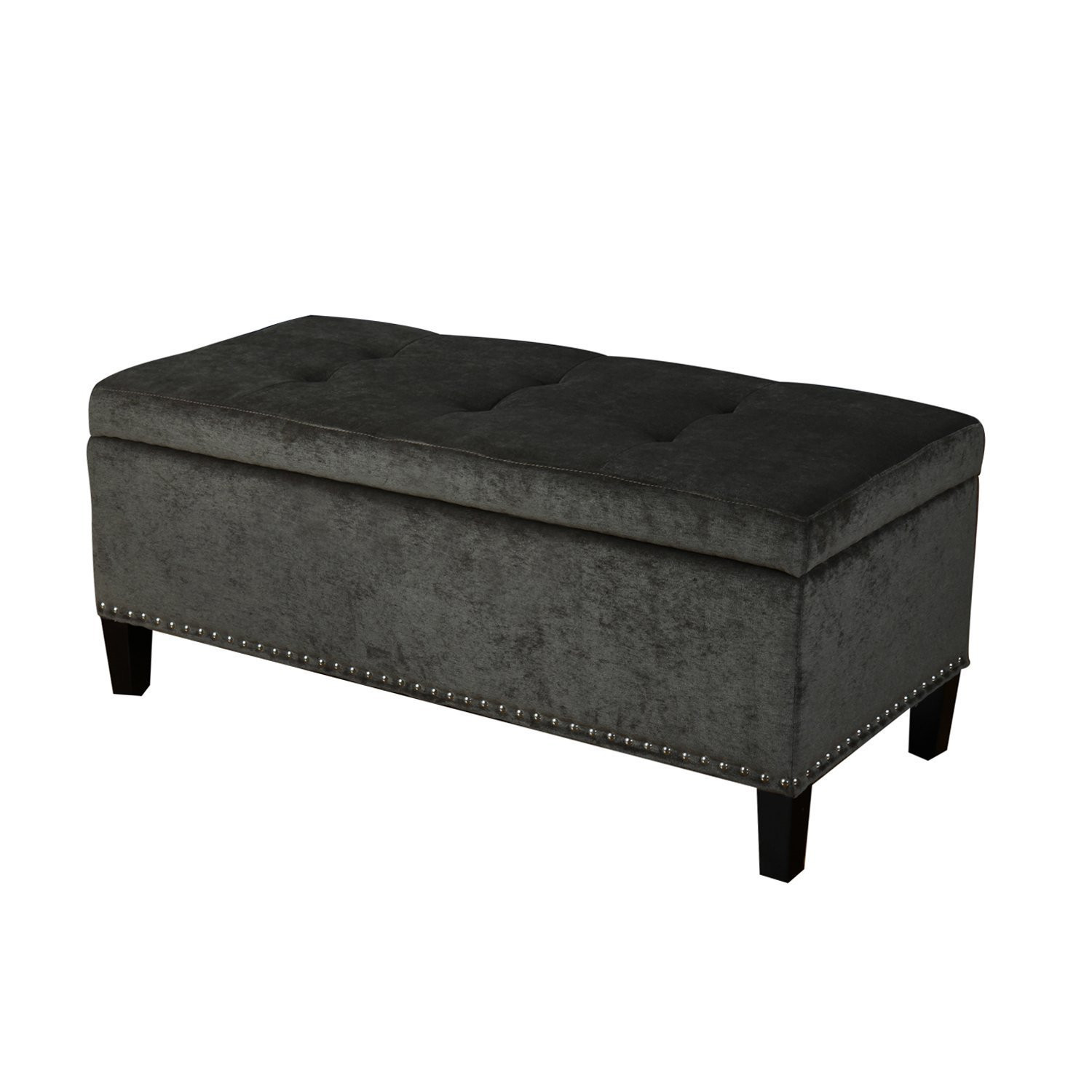 Wooden Storage Ottoman Bench
 Asense Microfiber Rectangle Tufted Lift Top Storage