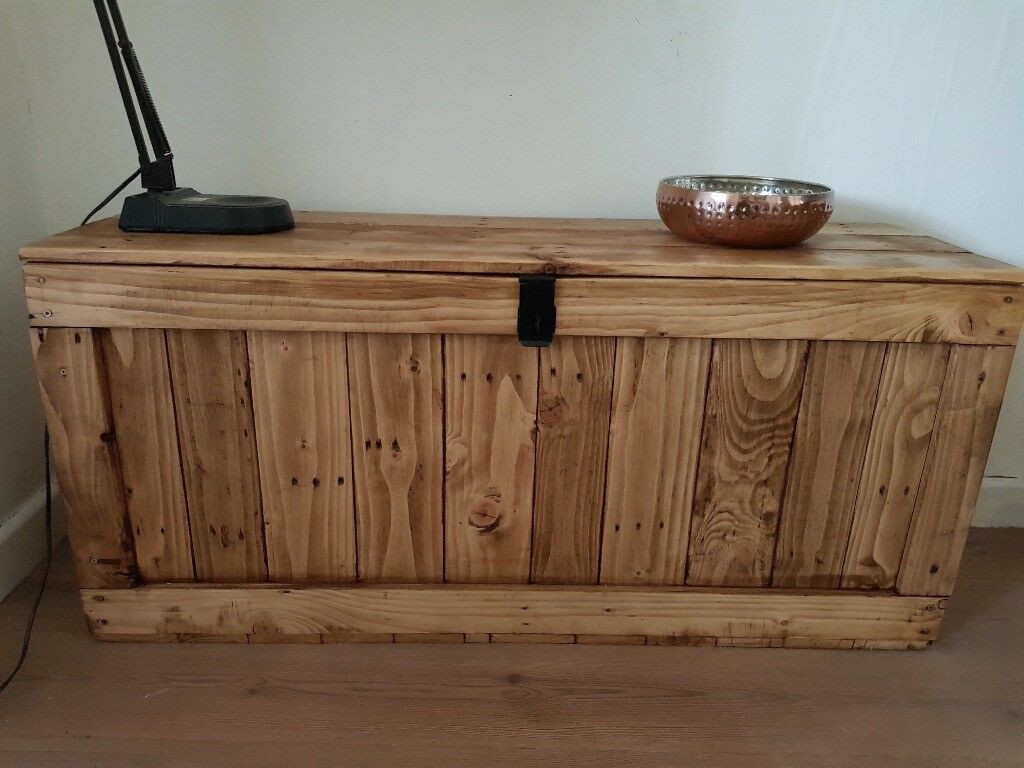 Wooden Storage Ottoman Bench
 rustic wooden trunk BENCH chest STORAGE ottoman