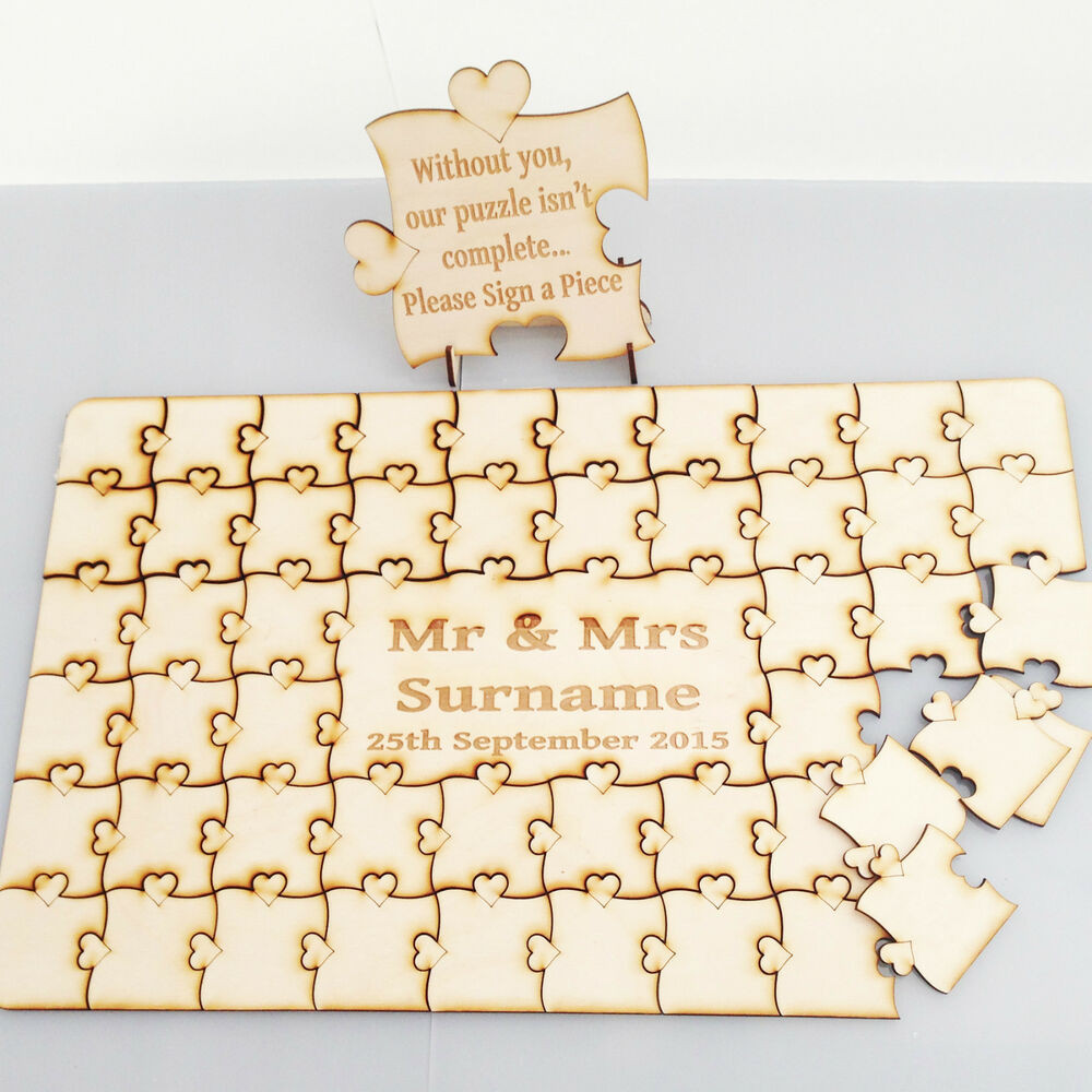 Wooden Wedding Puzzle Guest Book
 Wedding jigsaw personalised Puzzle Guest book including