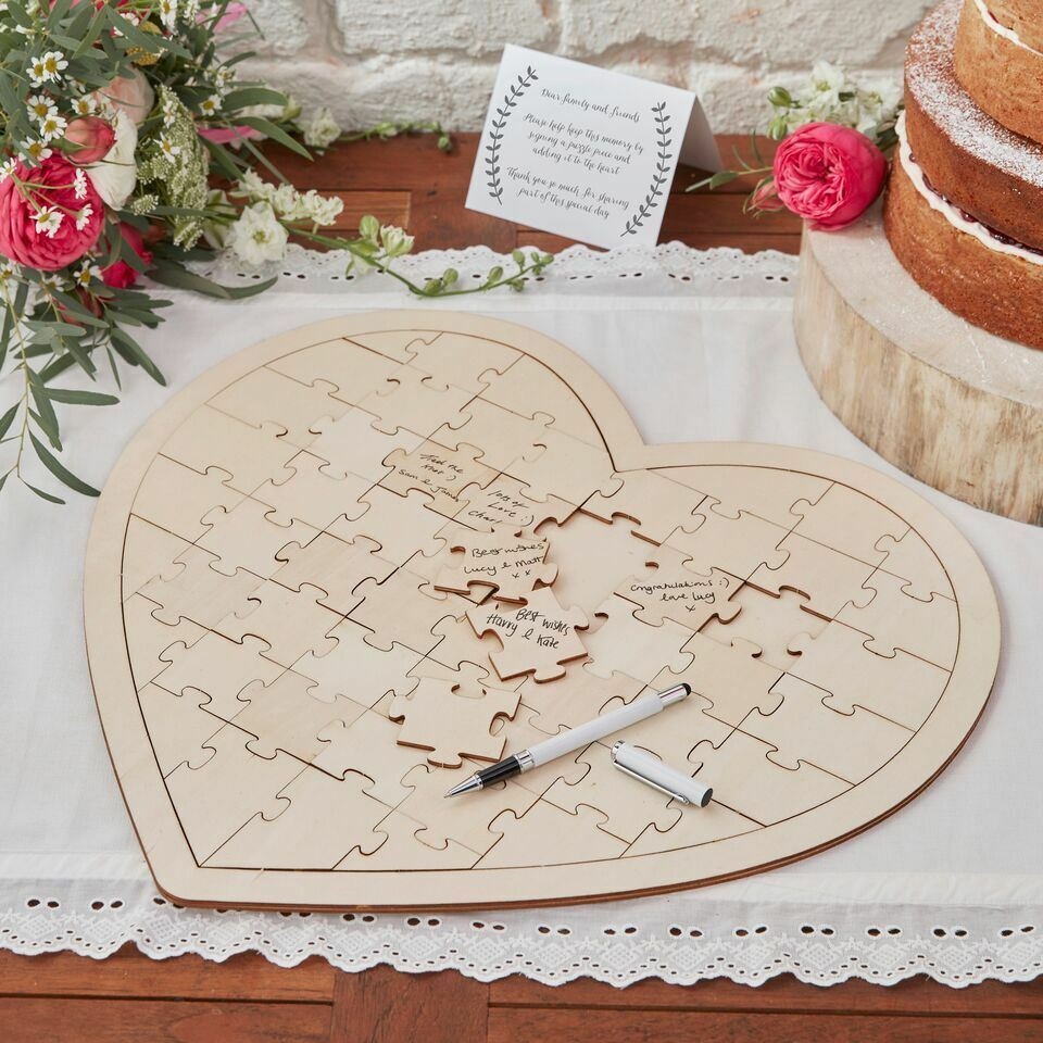 Wooden Wedding Puzzle Guest Book
 GINGER RAY WOODEN HEART SHAPED WEDDING JIGSAW PUZZLE