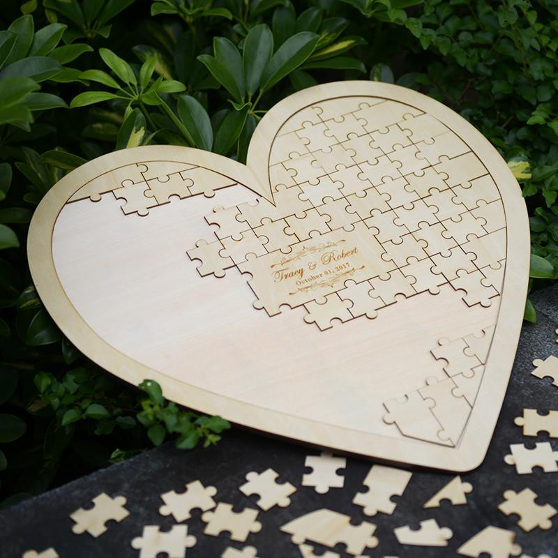 Wooden Wedding Puzzle Guest Book
 Puzzle Heart Guestbook Personalized Wedding Guest Book