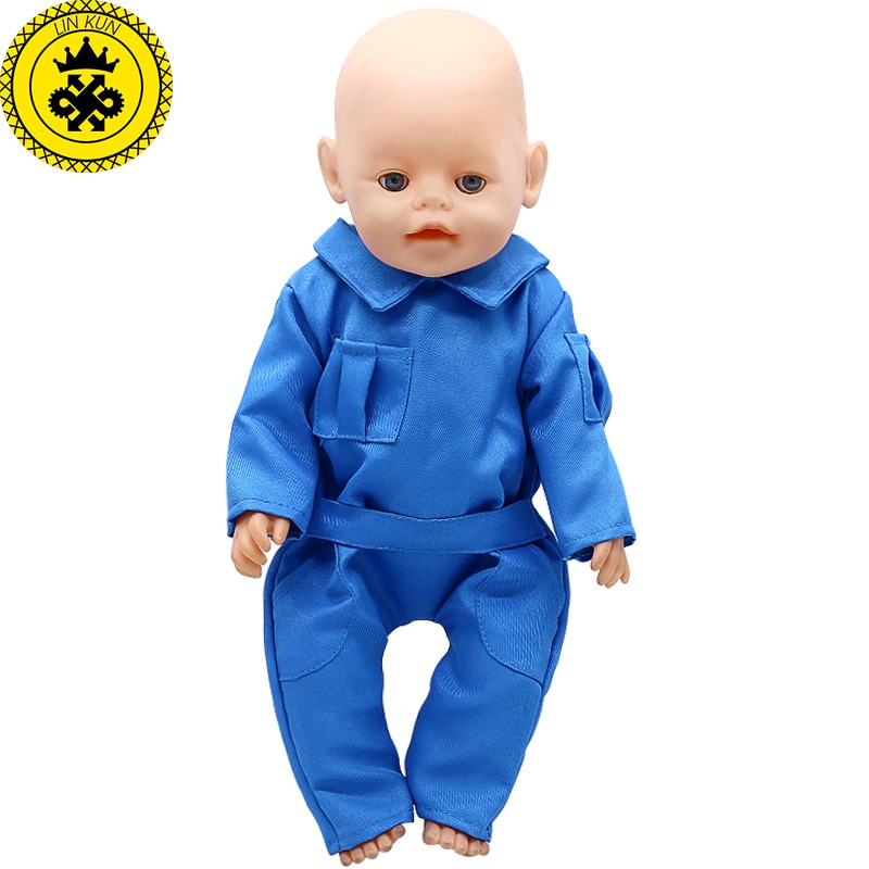 Work Work Fashion Baby
 Baby Doll Clothes Blue Work Clothes Jumpsuit Fit 43cm Baby