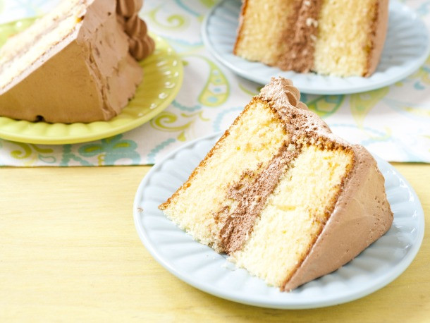 Yellow Birthday Cake Recipe
 Yellow Birthday Cake with Fluffy Chocolate Ganache
