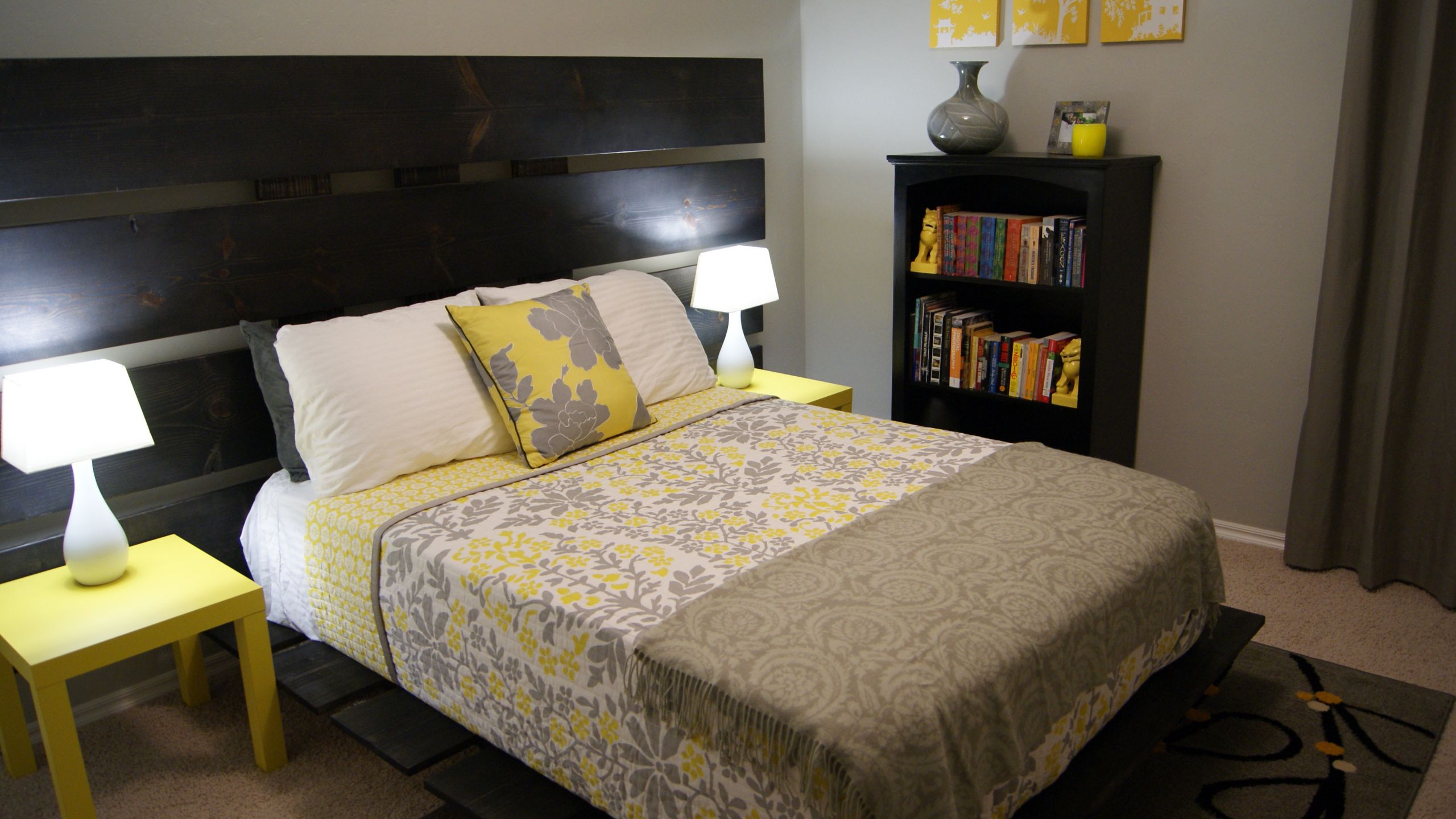 Yellow Walls Bedroom
 Yellow and Gray Bedroom Update