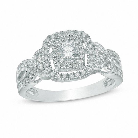 Zales Diamond Wedding Rings
 1 2 CT T W Diamond Frame Vintage Style Engagement Ring
