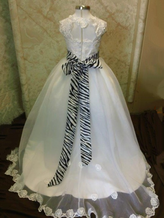 Zebra Wedding Dress
 Bridal gown with matching Flower girl dress with train