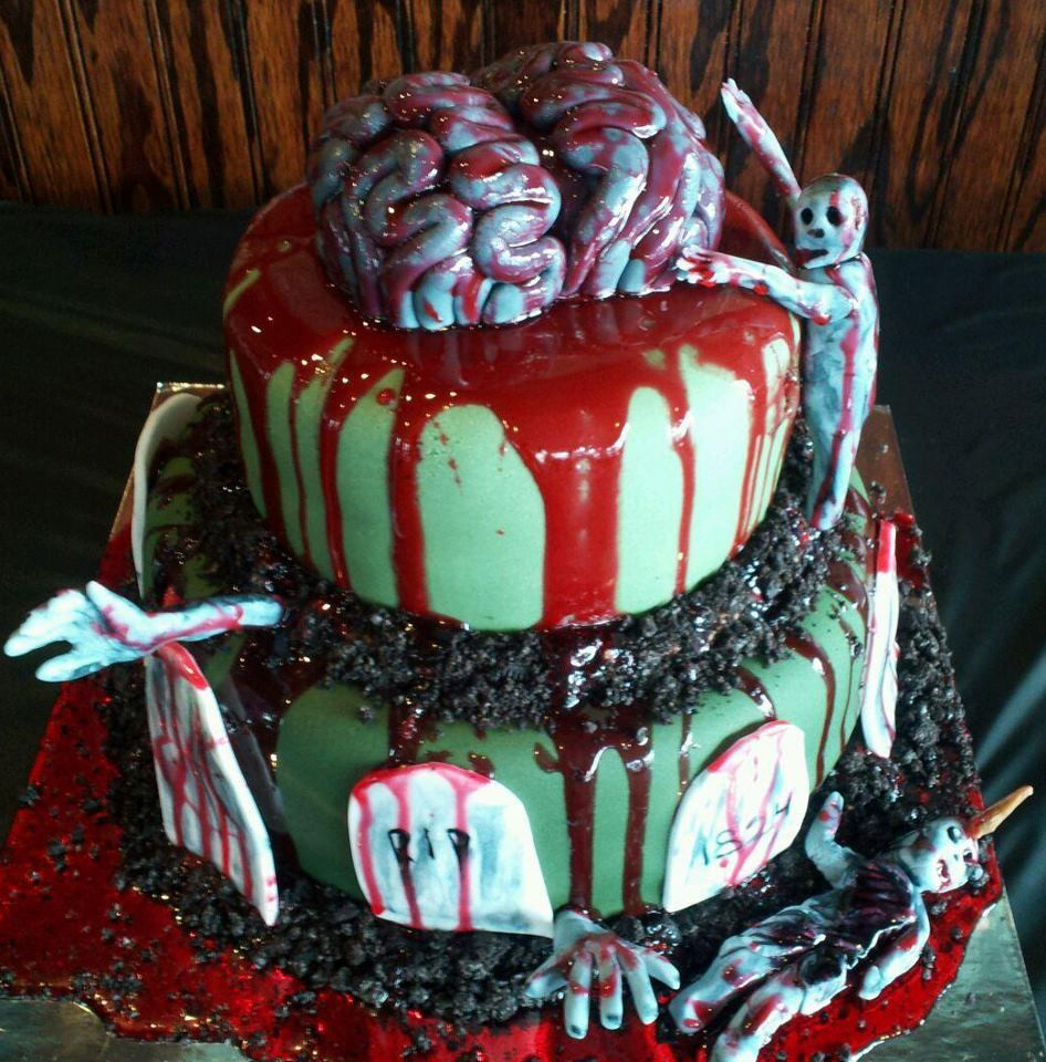 Zombie Birthday Cakes
 Vegan zombie birthday cake by Sarah of Sugar Mamas at