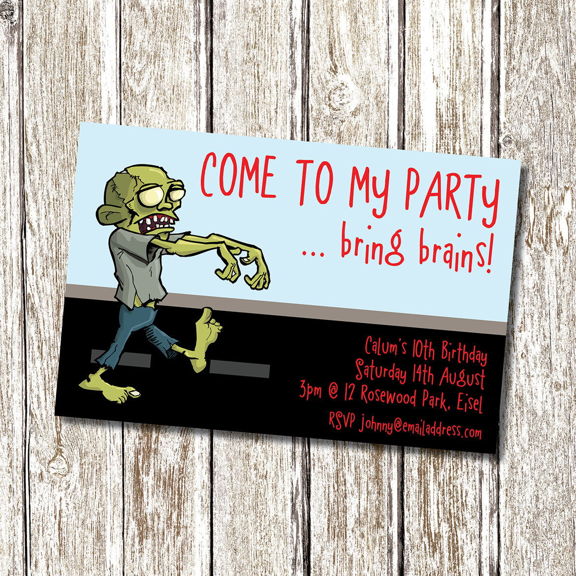 Zombie Birthday Party
 Zombie Birthday Party Invitation Printable and by