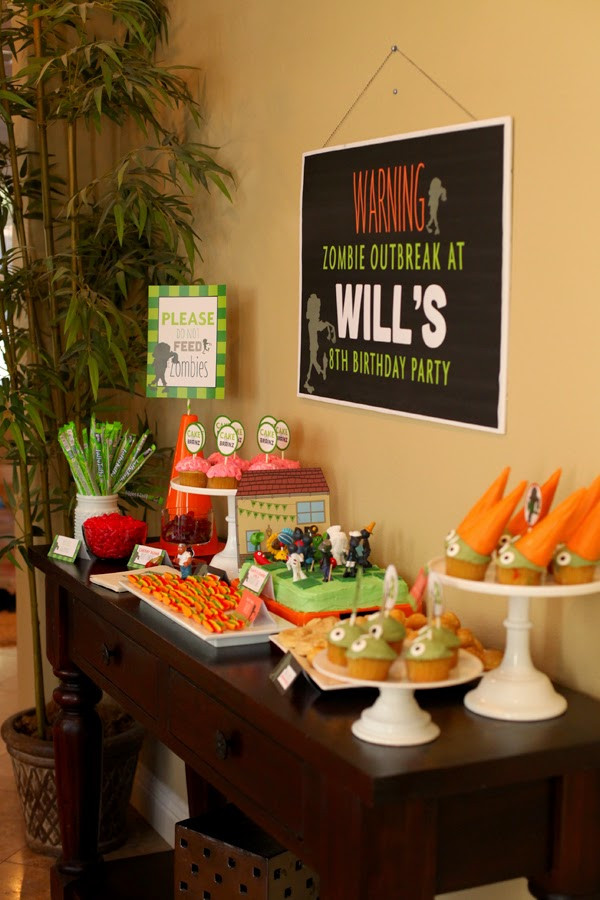 Zombie Birthday Party
 Plants vs Zombies Inspired Birthday Party dessert table