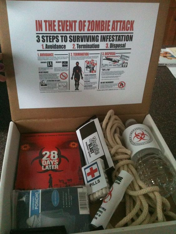 Zombie Survival Kit DIY
 I just ordered this Zombie Survival Kit online for my