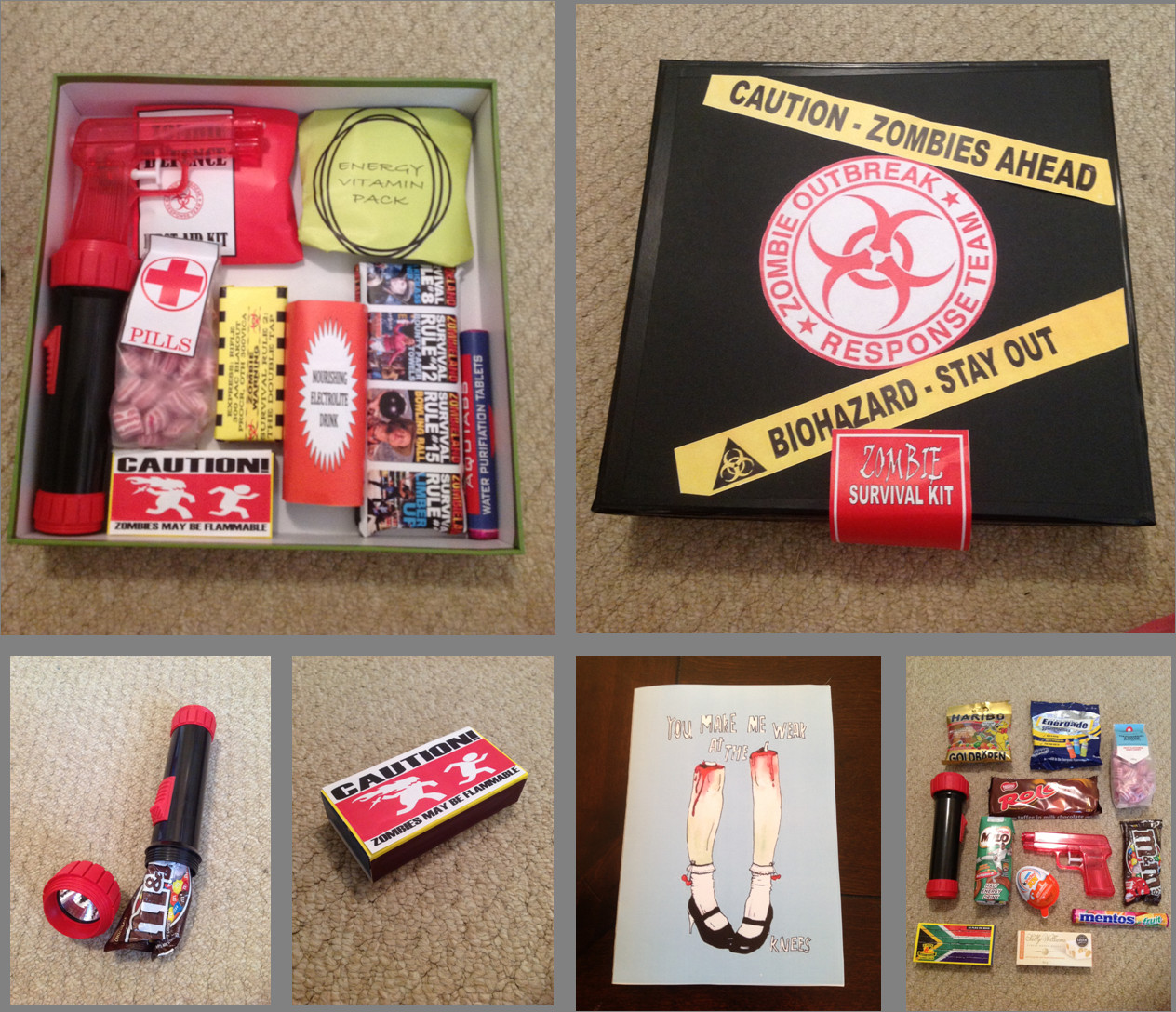 Zombie Survival Kit DIY
 For my boyfriend and my 1 year I put to her two passions