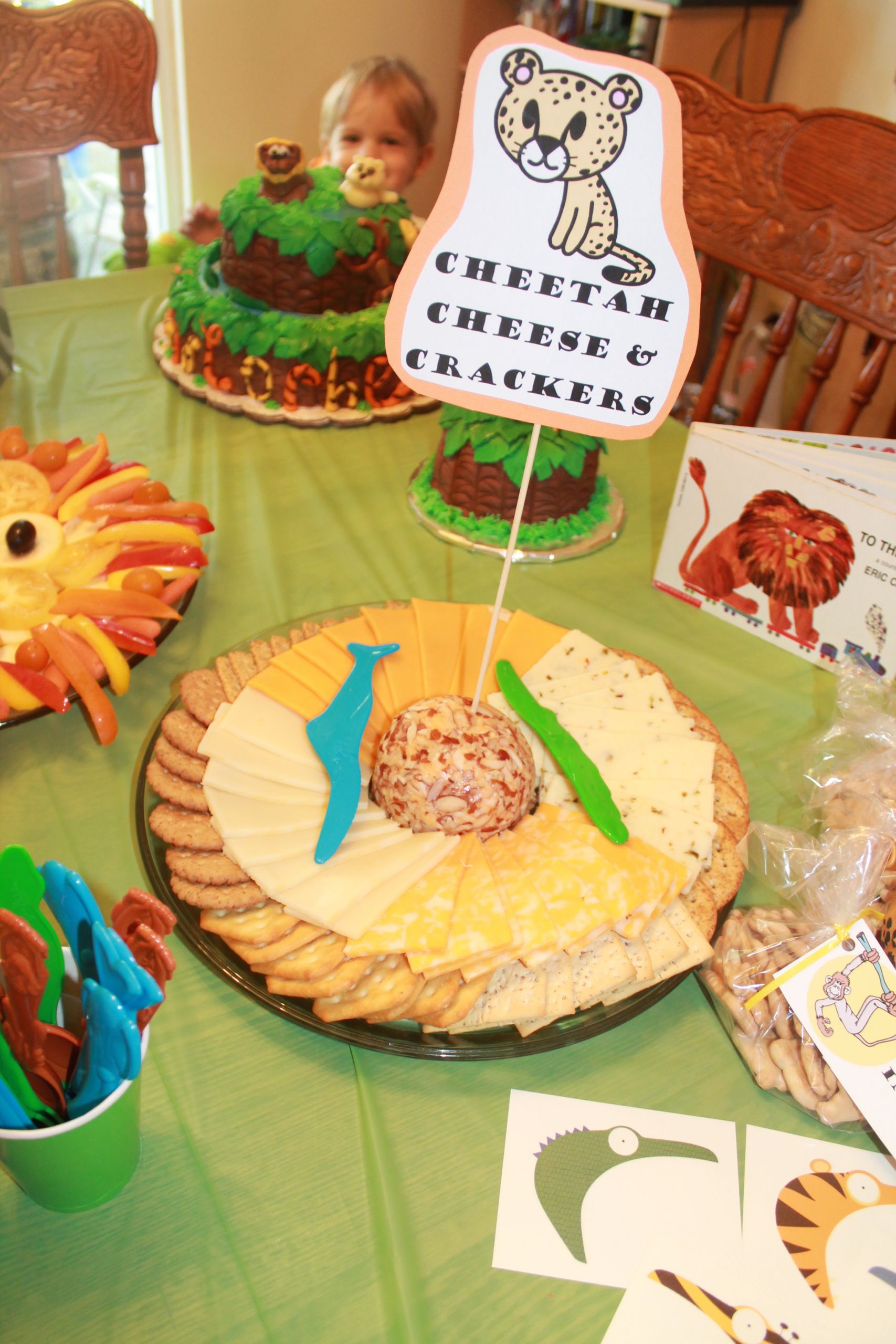 Zoo Birthday Party Food Ideas
 Cheetah cheese and crackers and other food and decoration