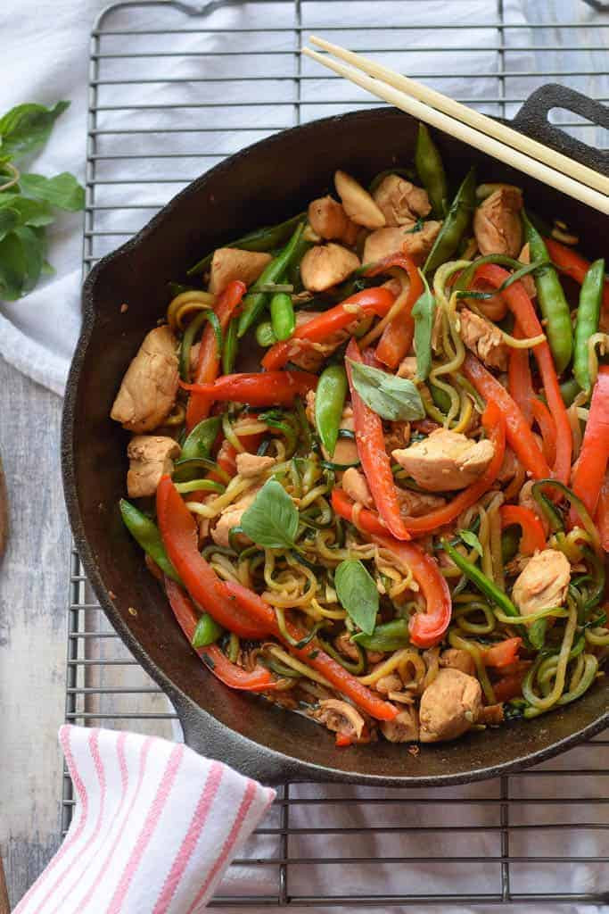 Zucchini Noodles Chicken Stir Fry
 Zucchini Noodle Stir Fry with Chicken and Peppers