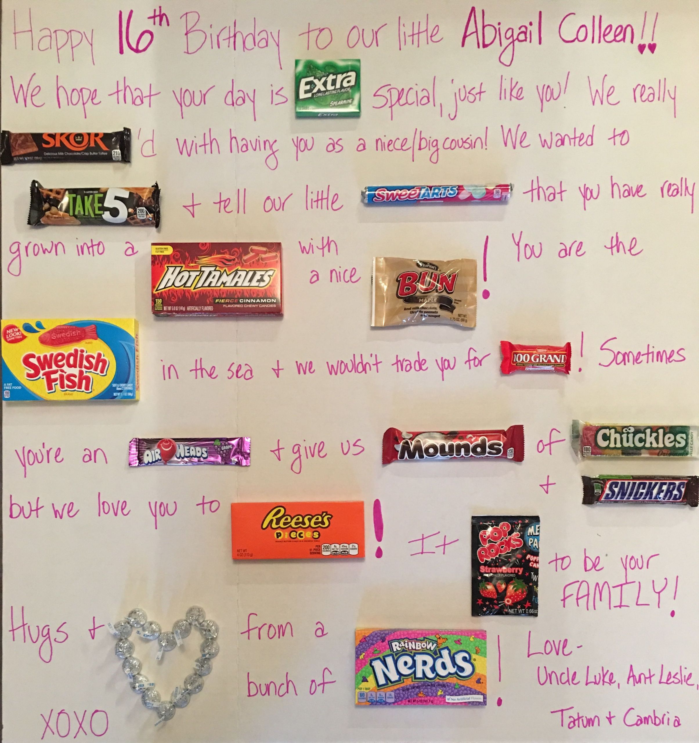 16Th Birthday Gift Ideas Girls
 Sweet 16 Candy Board Gift Ideas for Girls