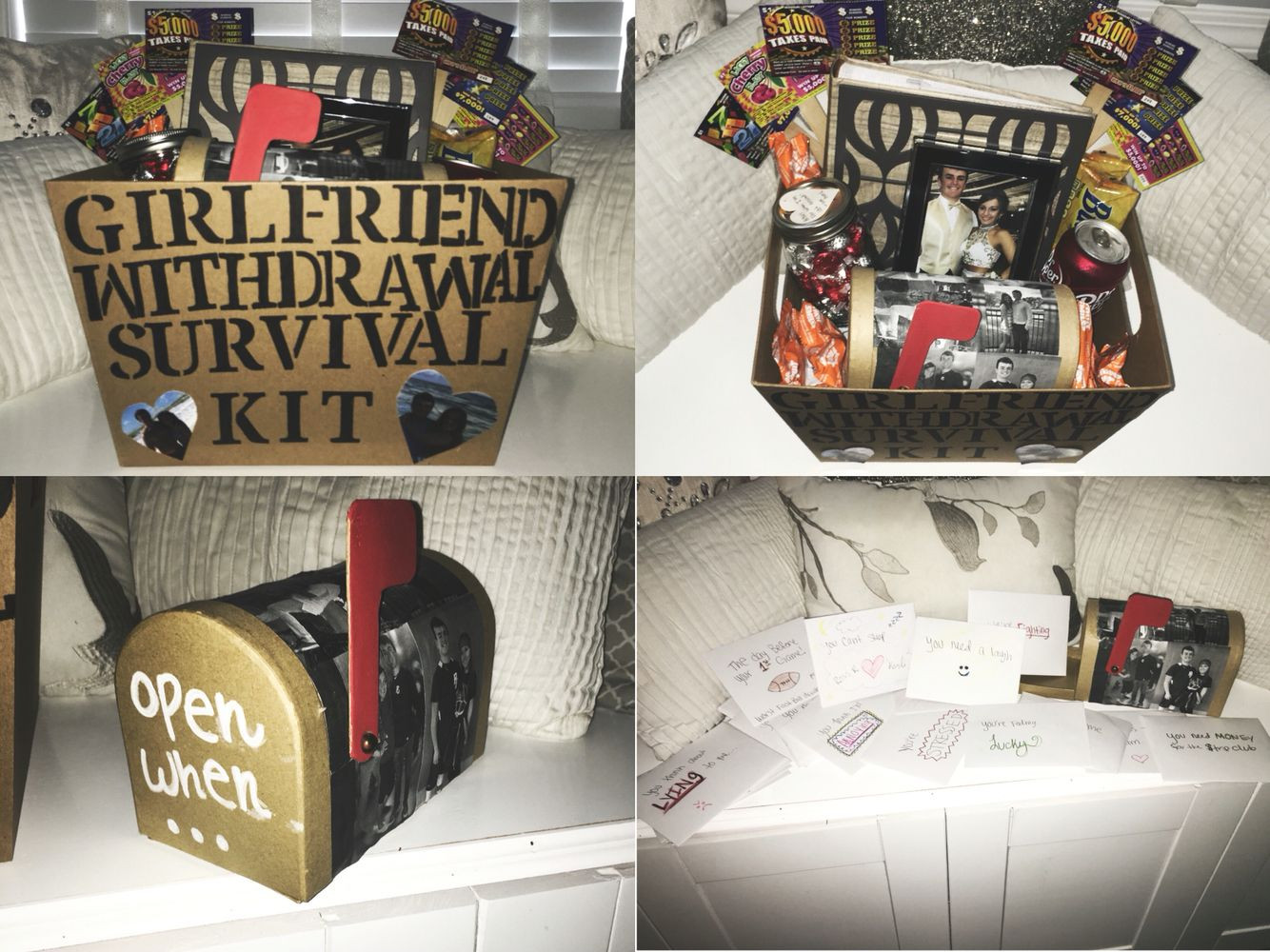 Boyfriend Girlfriend Gift Ideas
 Girlfriend withdrawal survival kit and open when letters