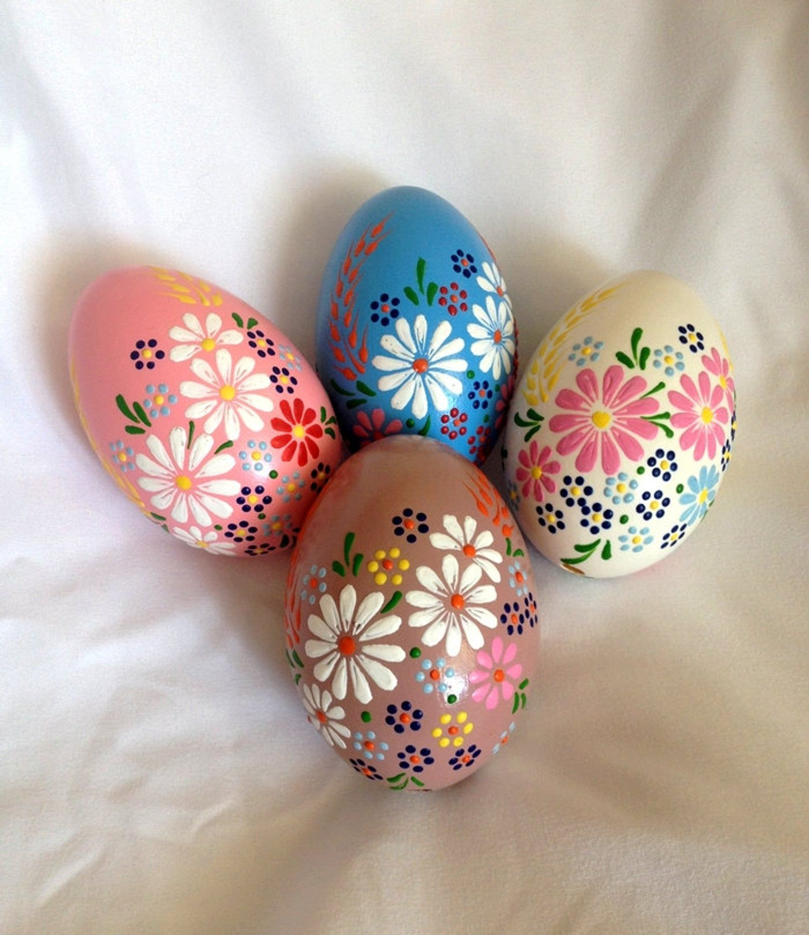 Color Easter Eggs Ideas
 4 Goose Color Eggs Hand Decorated Painted Easter