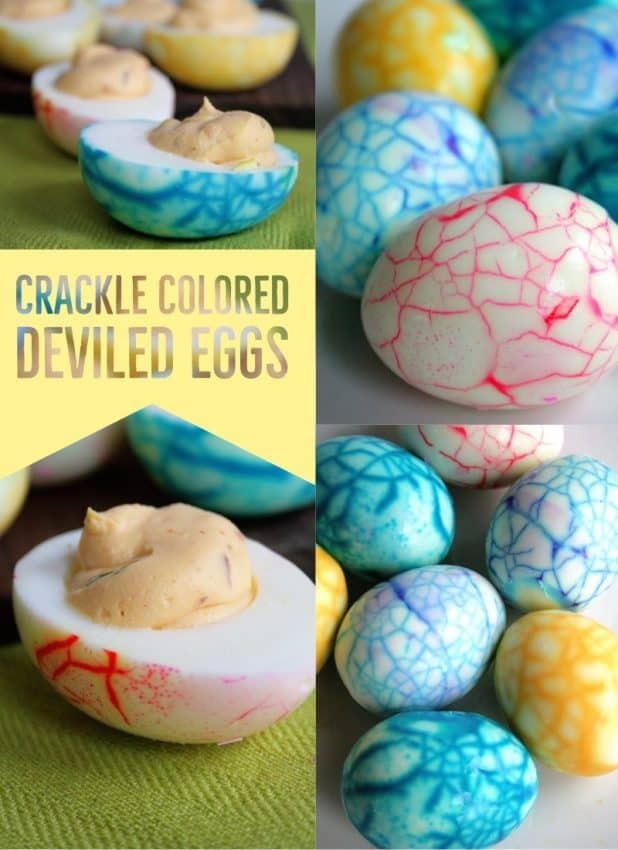 Colored Deviled Eggs For Easter
 Crackle Colored Deviled Eggs Doughmesstic