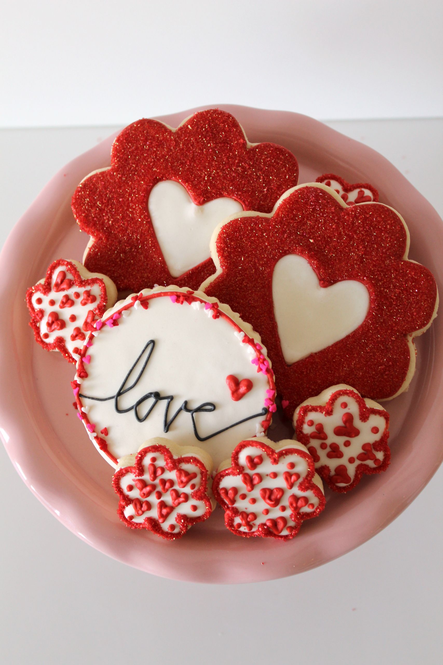 Decorating Valentine Sugar Cookies
 Heart Themed Decorated Cookies for Valentine’s Day