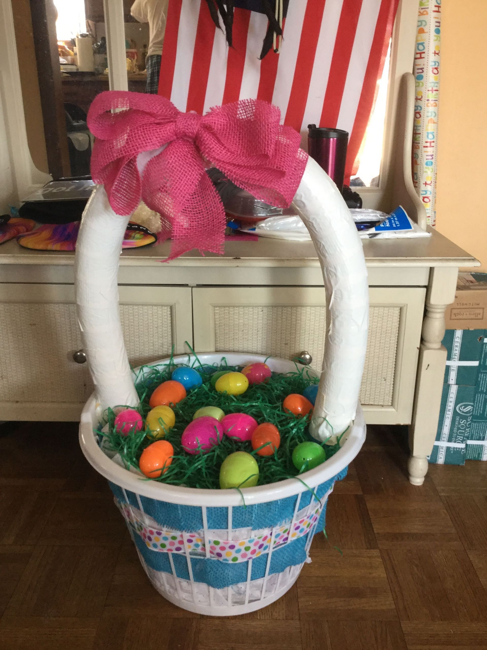 Diy Easter Basket
 I made an Easter basket out of a laundry basket and a pool