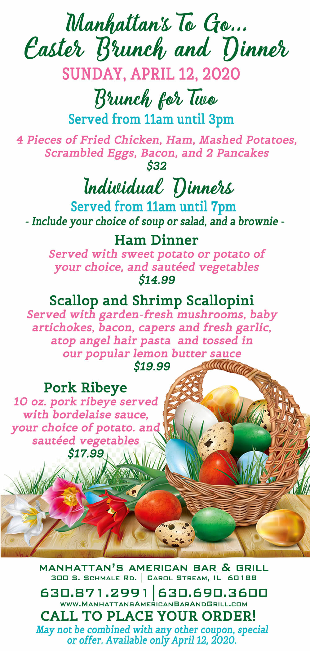 Easter Dinner Catering
 2020 Easter Brunch and Easter Dinner To Go at Manhattan’s