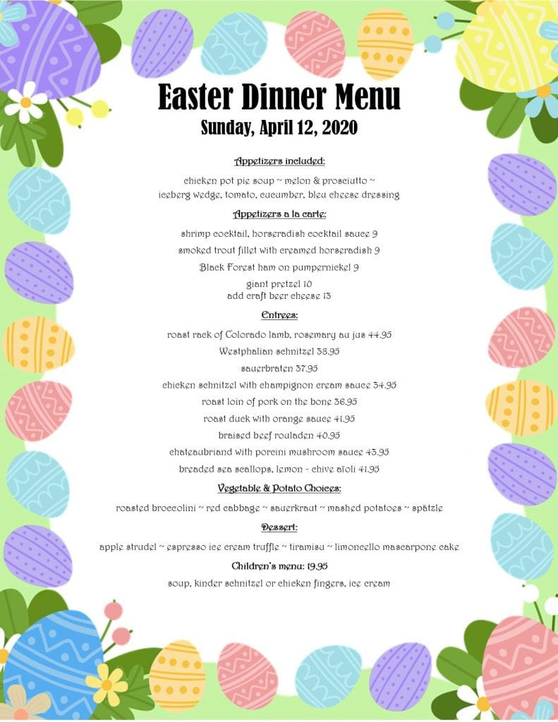Easter Dinner Catering
 Easter dinner reservations Plattduetsche Park Restaurant