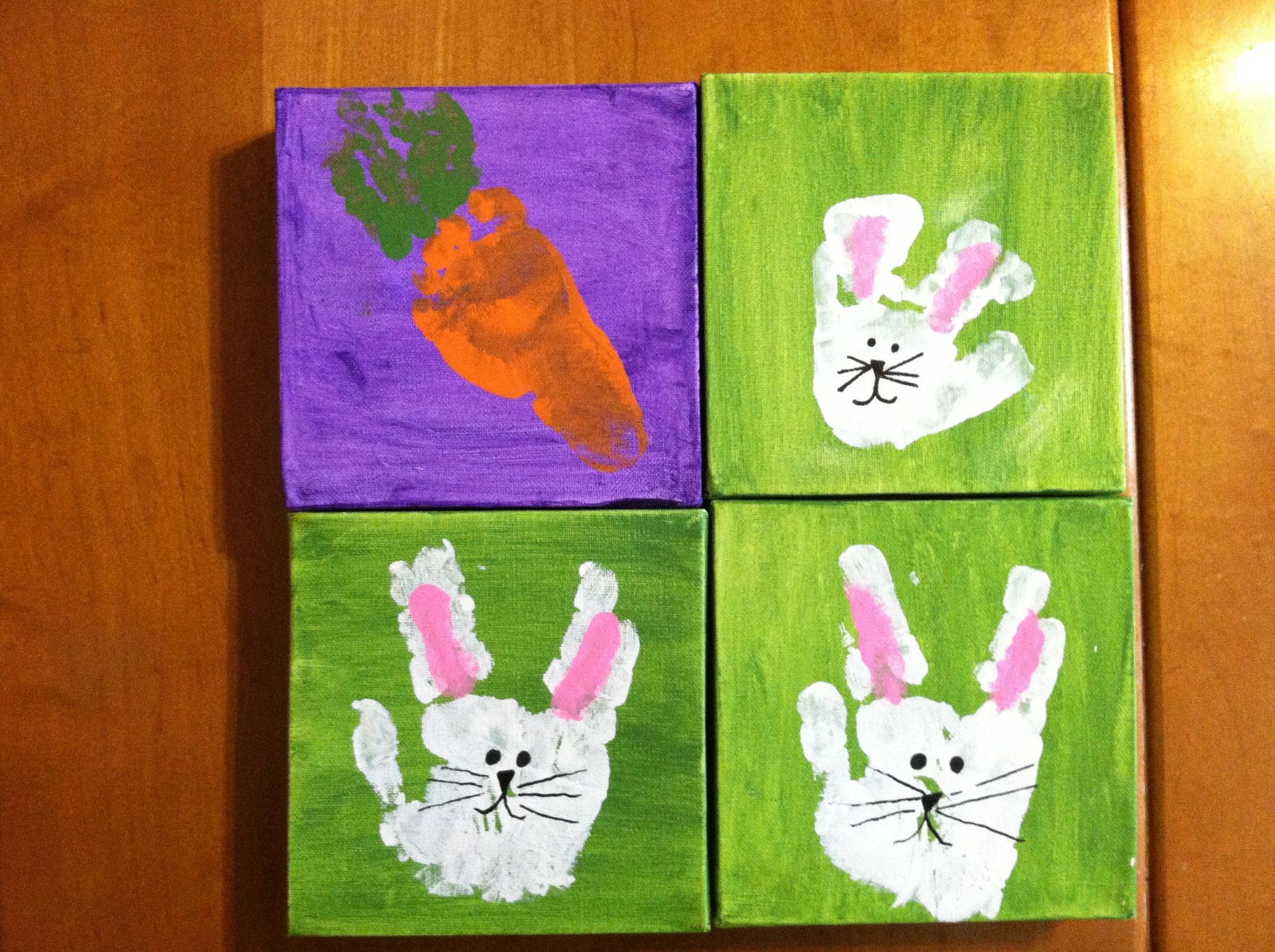Easter Gifts For Grandparents
 Easter t idea for grandparents Hand print rabbits and