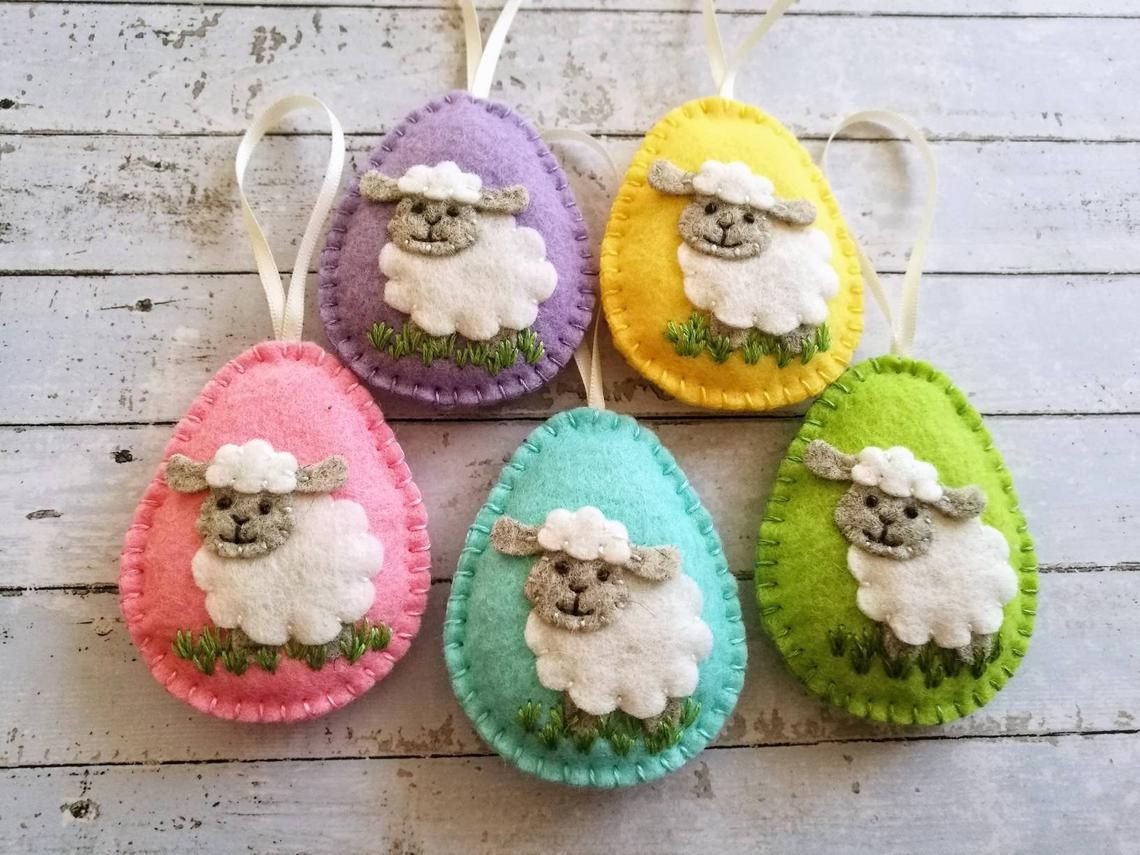Easter Lamb Decorations
 Lamb Easter decoration Felt Eggs with sheep ornament