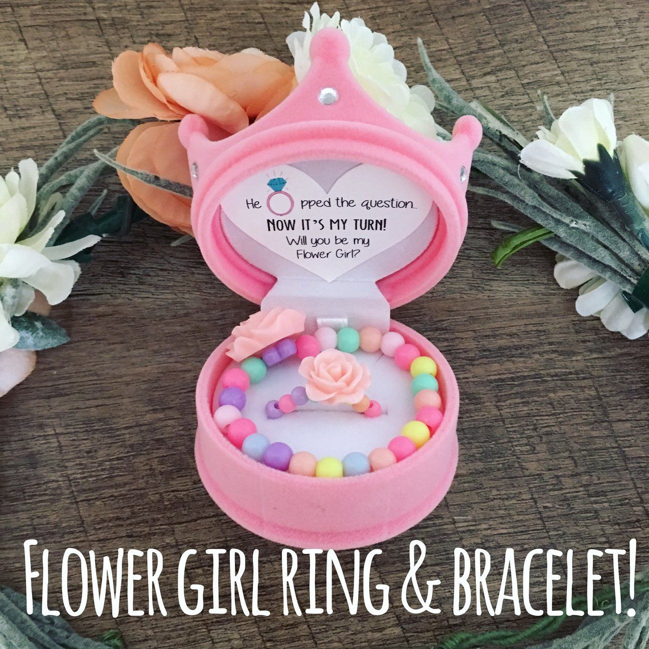 Gift Ideas For Flower Girls
 Will you be my Flower Girl Bracelet and Ring Set